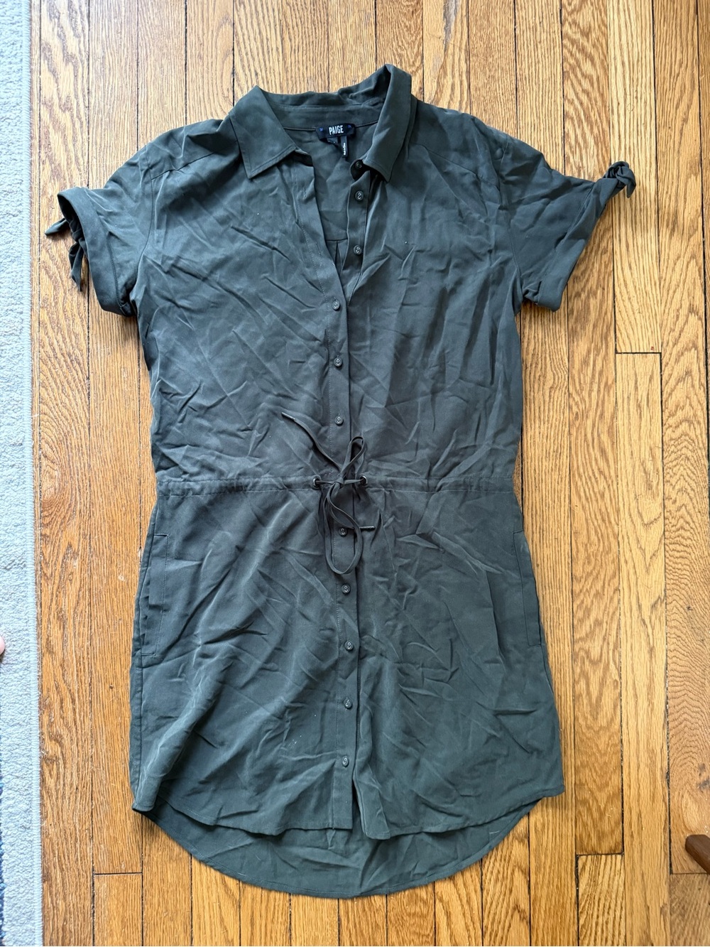 PAIGE Olive Green Button-Down Dress - Size Small